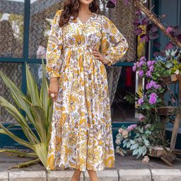 Masakali.Co Floral Print Georgette Fit & Flare Maxi Dress-image-57