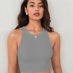 TOOCHKI Women Round neck Ribbed Tank Crop Top-image-76