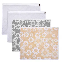 Kuber Industries White Pack of 4 Flower Quilted Printed With Top Visible Window Organisers-45