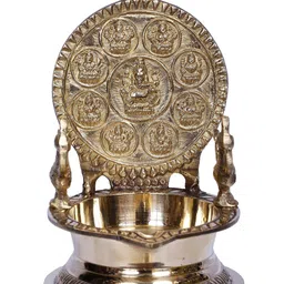 Exotic India Gold Toned Textured Brass Ashtalakshmi Diya-image-12