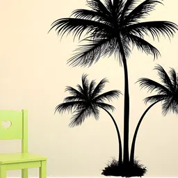 LANSTICK Black Three Coconut Tree Printed Self Adhesive Wall Sticker-6
