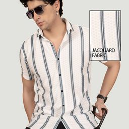 ALMATY Men Comfort Slim Fit Opaque Striped Casual Shirt-image-79