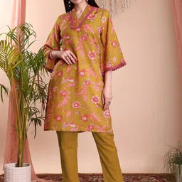 Sangria Women Floral Printed Daily A-Line Kurta-image-35