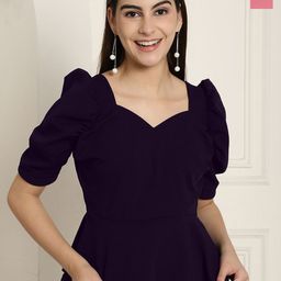 Metronaut Women Pack Of 2 Square Neck Puff Sleeve Peplum Top-image-75