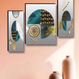 SAF Gold-Toned & Black 3 Pieces Abstract Wooden Wall Art-image-86