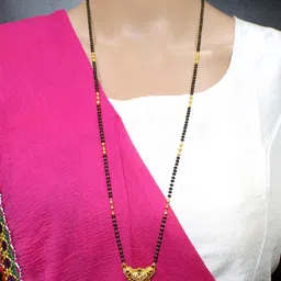 SONI JEWELLERY One Gram Gold Plated 30 Inch Long Black Beads Golden Mangalsutra-picture-31