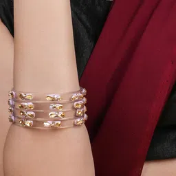 ZULKA Set Of 4 Latest Crystal Studded Glass Bangles image 3