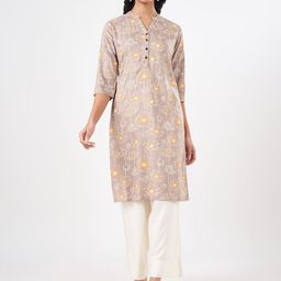 RANGMANCH BY PANTALOONS Floral Printed Mandarin Collar Straight Kurta-33