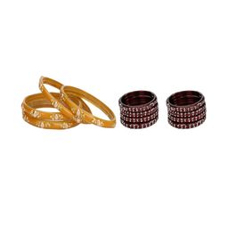 Somil Elegant Combo Glass Bangle Set | Handmade Traditional Chudi For Women | Perfect For Daily & Occasion Use, Combo of 2 Set, Yellow, Maroon-image-84