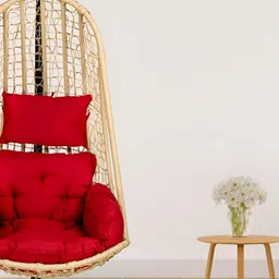 Swingzy FurniGully Beige & Red Hammock Single Seater Hanging Swing WithCushion-image-25