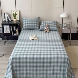 JC HOME Blue & Beige Striped 220 TC Pure Cotton Queen Bedsheet Set2.3 m x 1.8 m-image-52
