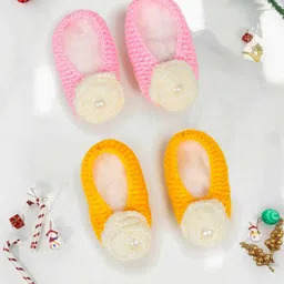 LITTLE GINNIE Infants Set Of 2 Flower Booties-30