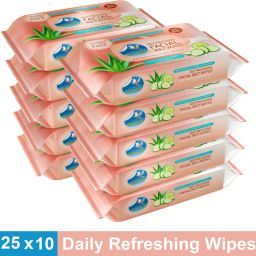 Facial Wipes Enriched with Aloe Vera,Cucumber & Vitamin E |Pack of 10| 250 Wipes-45