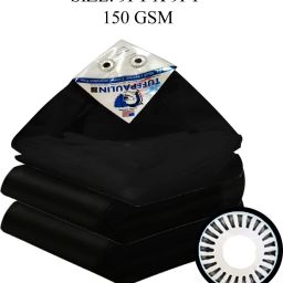 9FT X 9FT 150 GSM Black Tarpaulin Tent - For Truck body, Car, Bike, Grain Covers, Pond Liners-image-43