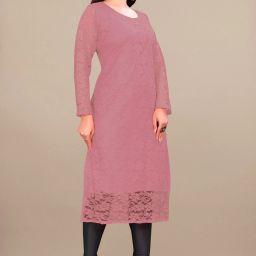 lakshya fashion mart Women Self Design Net A-line Kurta image 3