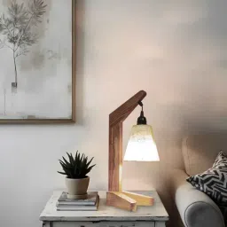 symplify Charles Brown Wooden Table Lamp with White Jute Lampshade-picture-36