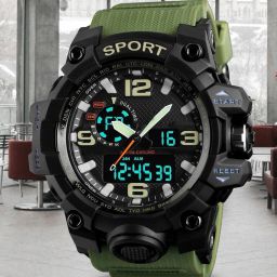 Power Up Style: 1155 Men’s Green Watch Analog-Digital Watch - For Men PU Green Sports Analog-Digital Wristwear-image-95