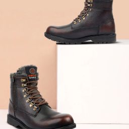 SNOWMAN 7-Eye Ankle Snow Boots Genuine Leather Water Proof Boots For Men-image-8