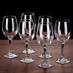 (Pack of 6) Wine Glass - Ideal for White or Red Wine Party Glass, Whisky Glass, Clear Glass, Wine Glass - Ideal for Party Glass, Whisky Glass, Clear Glass Glass Set 420 ML ( PACKOF 6 ) Glass Set Wine Glass-26