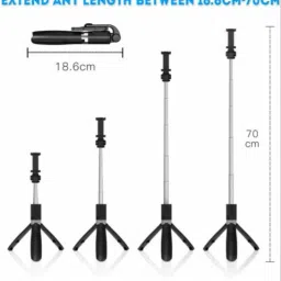 wazny Best XT-02 Bluetooth Extendable Selfie Stick Wireless Remote, 2 Level Fill Light Tripod Bracket, Tripod image 4