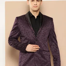 Men Self Design Double Breasted Party Blazer-image-23