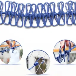 Portable Multi Functional Drying Rope with 12 Clips and 2 Hooks Iron Cloth Clips-image-42