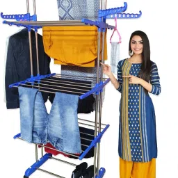 Steel, Plastic, Aluminium Floor Cloth Dryer Stand T-CDS-3TIER-JB2SS-JUMBO-0175-10