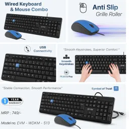 EVM Wired Keyboard Mouse Combo with Adjustable Height & 1000 DPI Combo Set image 2