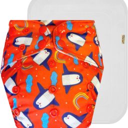 Reusable Washable Quick Dry 1 Red Cloth Diaper With white Insert-image-53