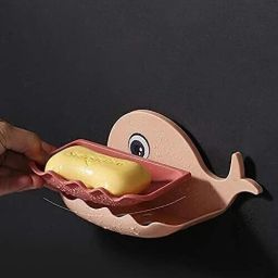 Fish Shape Cute Adhesive Waterproof Wall Mounted Soap Dish(PACK OF 4)-image-74