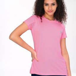 technosport Women Solid Round Neck Polyester Pink T-Shirt-picture-3