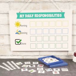 inkdotpot Kids Daily Responsibility Checklist, Hanging Chore Chart- Daily Task List-B2 image 2