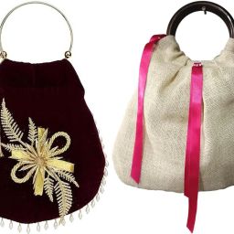 Women Red, Gold, White, Pink, White Potli-image-97