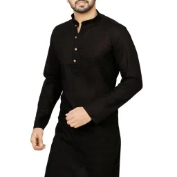 Men Solid Cotton Blend Straight Kurta-image-4