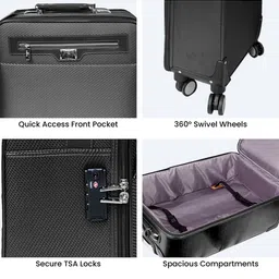THE CLOWNFISH Eclipse Series Textured Soft-Sided Cabin Trolley Bag image 2