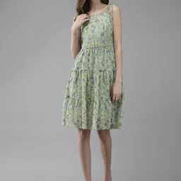 BAESD Floral Printed Shoulder Straps Tiered Fit & Flare Dress-picture-13