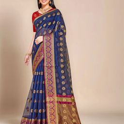 Anouk Rustic Ethnic Motifs Zari Organza Taant Saree-45