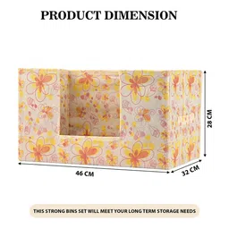 Kuber Industries Cream-Coloured 4 Pieces Printed Non-Woven Cloth Drawer Organisers image 4