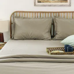 House This Beige Cotton 400 TC Queen Bedsheet Set 2.74 m x 2.29 m-image-20