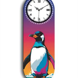 OLIVE TREE Red & White Penguin Printed Wooden Rectangle Shaped Wall Clock-picture-7