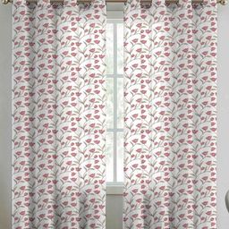 Aura White & Maroon Set of 2 Floral Long Door Curtain-9