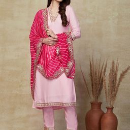 KALINI Women Ethnic Motifs Embroidered Regular Kurta with Trousers & With Dupatta-image-43