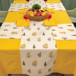 URBAN SPACE Yellow & Grey 9 Pieces Printed Table Linen Sets-16