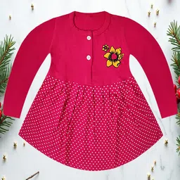 KidzzCart Girls Polka Dot Printed Cotton Fit & Flare Dress-picture-12