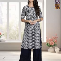 HERE&NOW Women Ethnic Motifs Printed Crepe Kurta-image-66