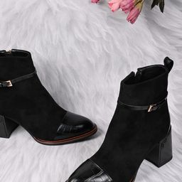 Ronnie Grey Women Casual Pointed Toe Block-Heeled Chelsea Boots-image-51