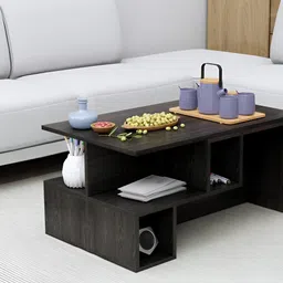 HEXA RED Black Textured Wooden Rectangle Coffee Table-9