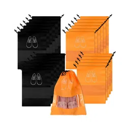 Aura Black 24 Pieces Printed Water Resistant Shoes Organisers With Transparent Window-picture-37
