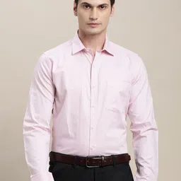 Turtle Men Standard Slim Fit Spread Collar Textured Cotton Formal Shirt-image-42