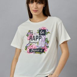 98 Degree North Typography Printed Round Neck Drop-Shoulder Sleeves Cotton T-shirt-image-111